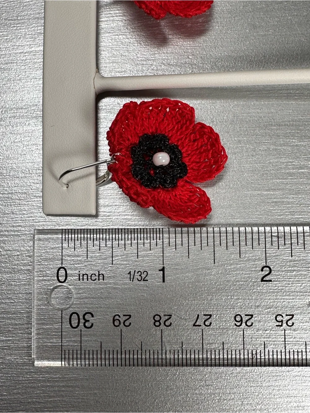 Handmade Crochet Floral Earrings - Picture 2 of 2